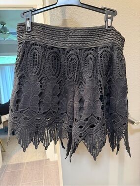 Black Crochet Lace Mini Shorts